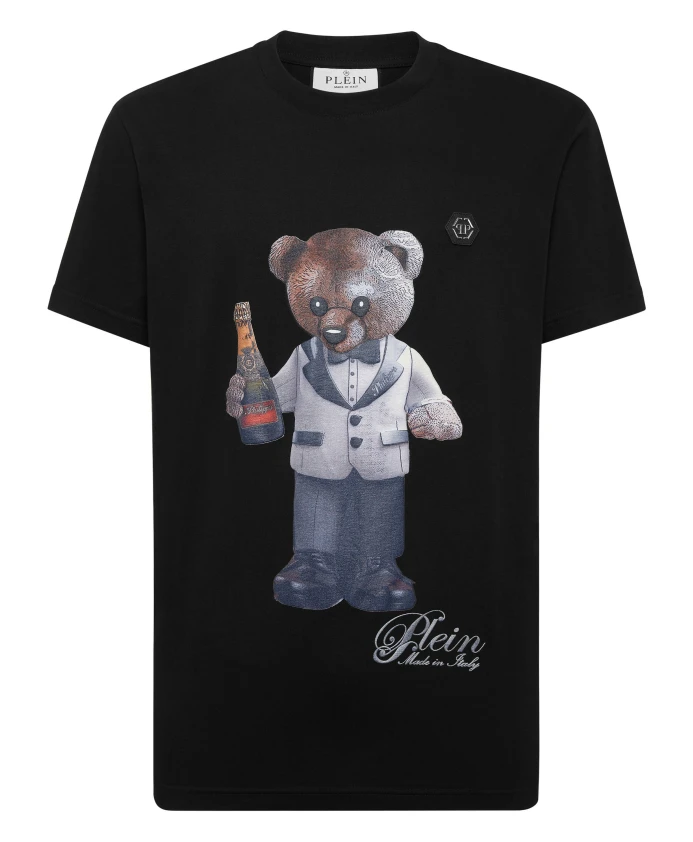 

Футболка, круглый вырез, короткий рукав, плюшевый мишка Philipp Plein, черный