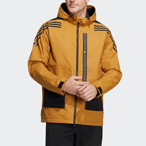 Куртка Men's adidas Contrasting Colors Sports Training Casual Hooded Jacket Wheat Brown, коричневый — фото 4