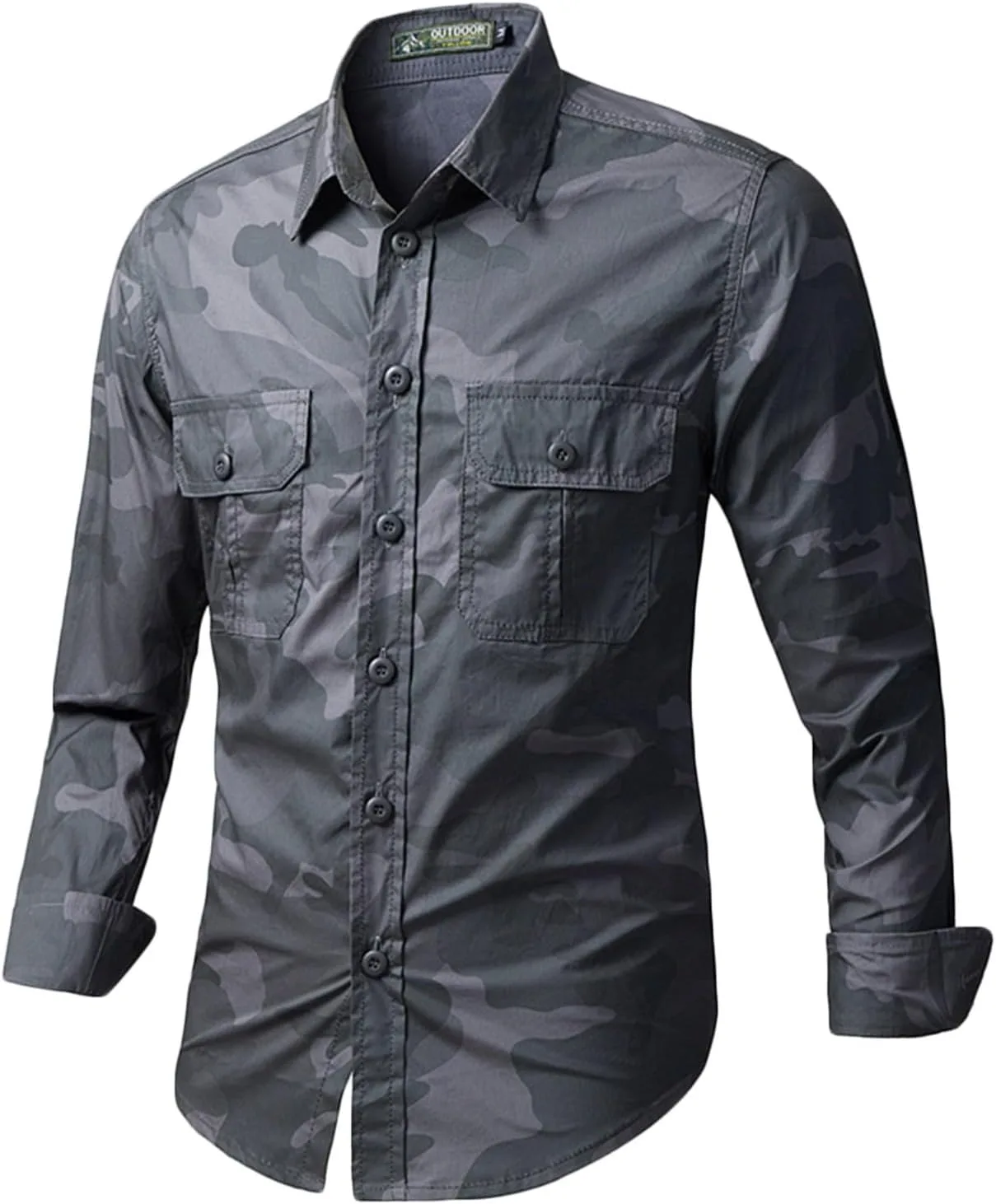 

Мужская камуфляжная рубашка с карманами, Casual, Long Sleeve, Plus Size TXGMNA