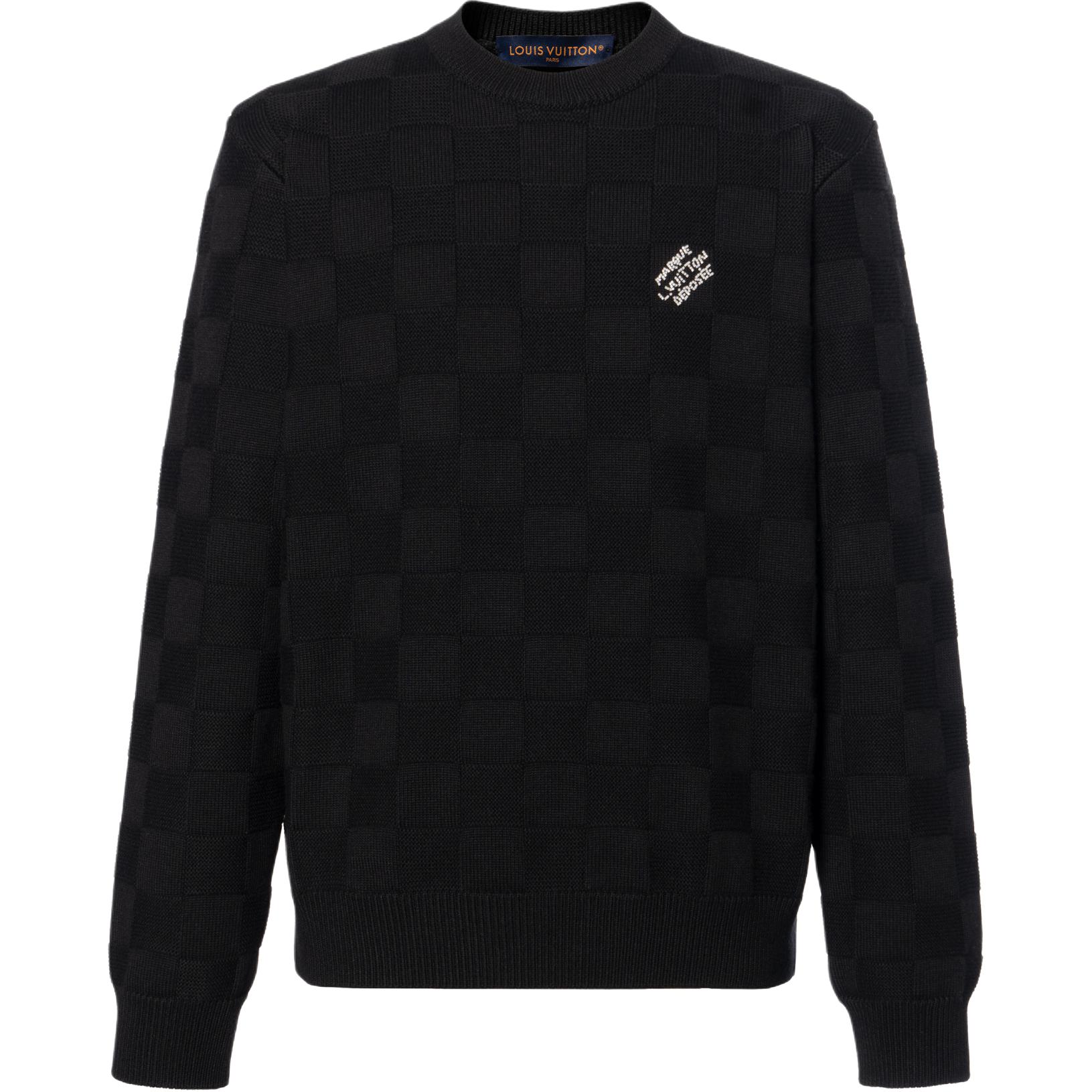 

Украшенный шерстяной пуловер Damier Louis Vuitton, черный