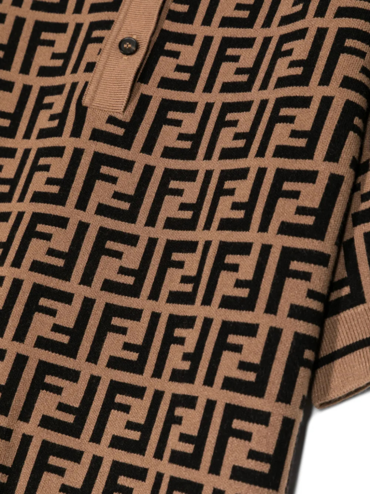 Рубашка поло с логотипом FF Fendi Kids, коричневый — фото 3