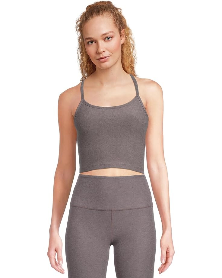 

Топ Beyond Yoga Spacedye Slim Racerback Cropped Tank, цвет Soft Umber Heather