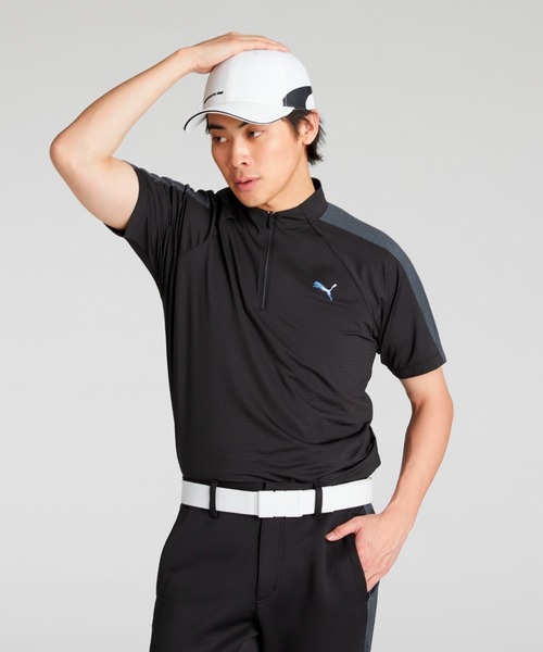 

Мужская футболка для гольфа с коротким рукавом, воротником-стойкой и застежкой-молнией Quarter-Zip PUMA PF Tech Line, черный
