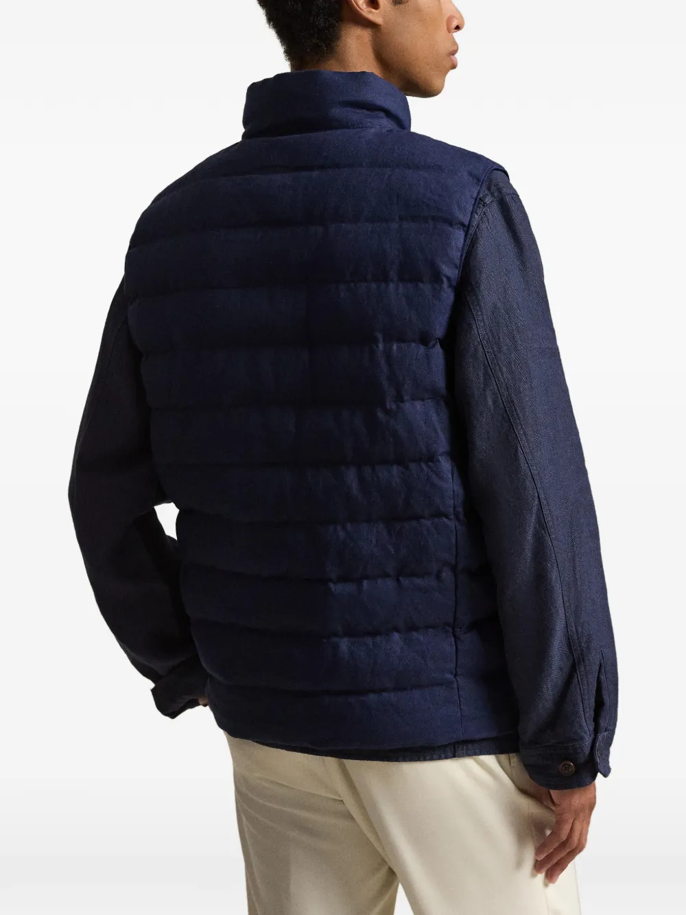 Стеганый жилет из льна Polo Ralph Lauren, синий — фото 4