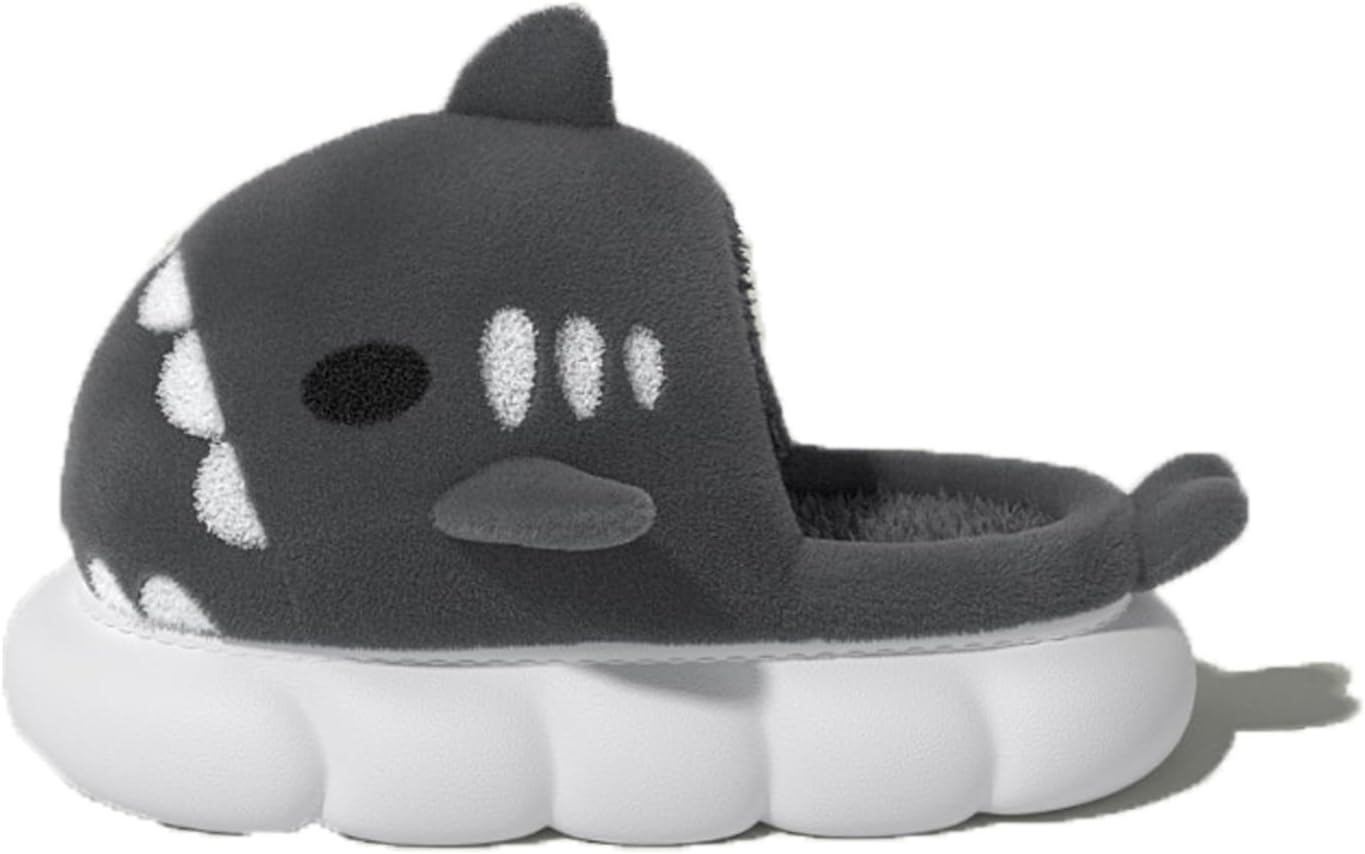 

Тапочки в виде акулы мягкие и теплые зимой, модные, милые и теплые, для дома и улицы, унисекс Zureto, черный