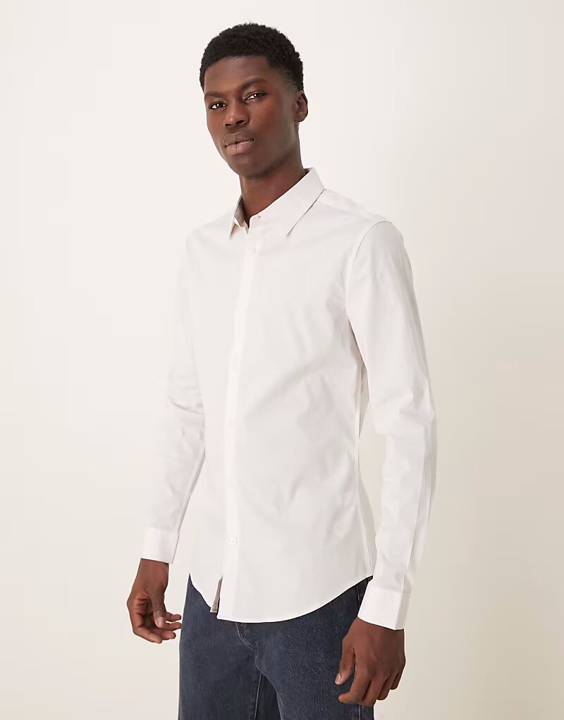 

Рубашка-скинни из поплина розового цвета Asos Design