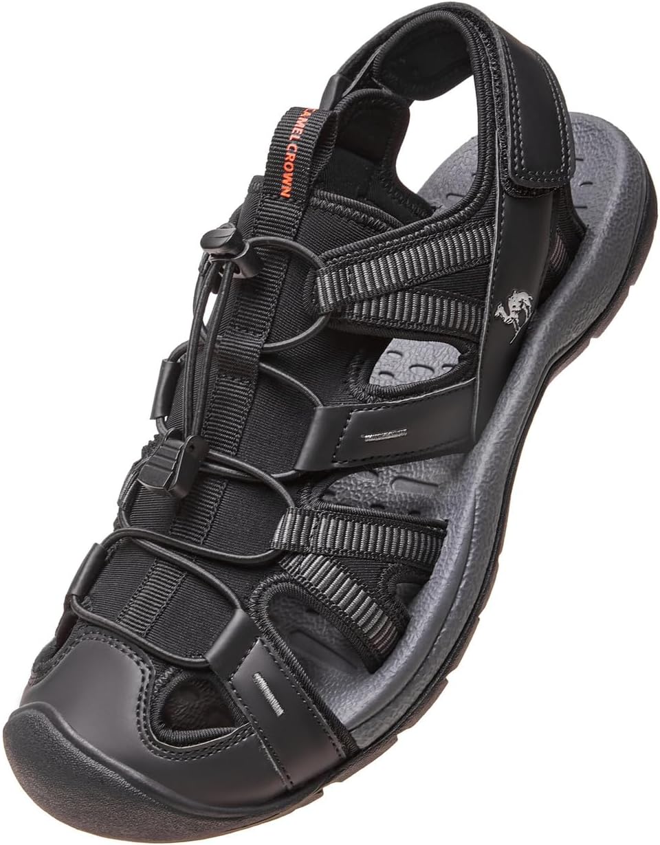 

Мужские треккинговые сандалии CAMEL CROWN, водонепроницаемые с закрытым носком, спортивные сандалии, регулируемые летние сандалии для пляжа, спорта, рыбалки и прогулок, черный