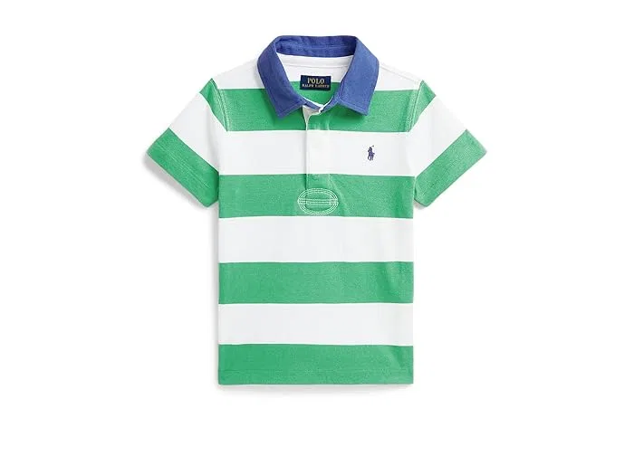Рубашка-регби поло хлопковая в полоску Polo Ralph Lauren Kids, Plato Green/White