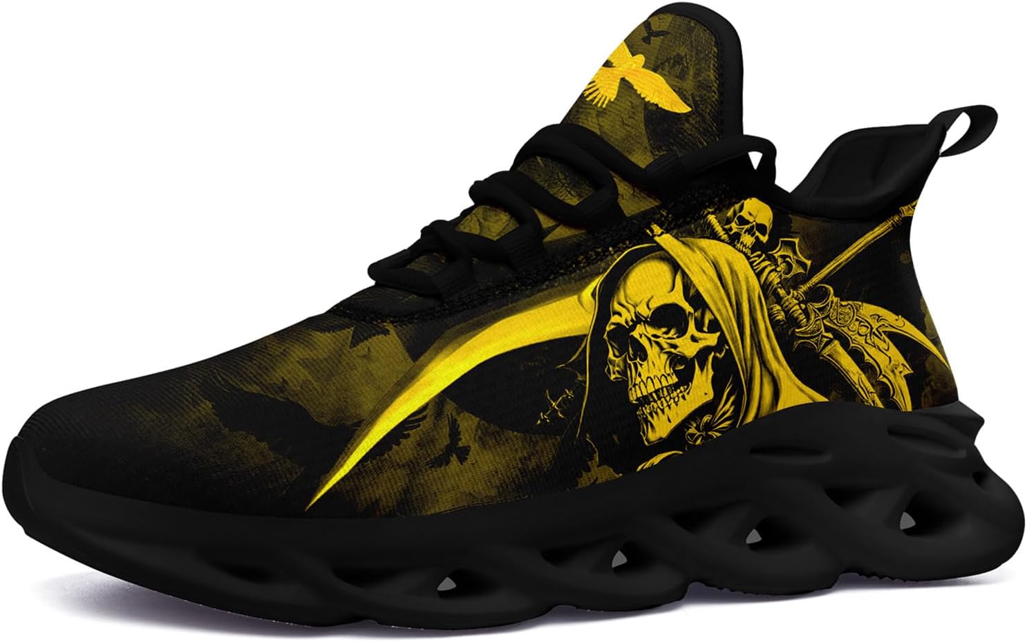 

Кроссовки Skull Road для мужчин и женщин, спортивные обувь с амортизацией, прочные для тенниса, стильные кроссовки для кросс-тренинга Coolcustomize, желтый