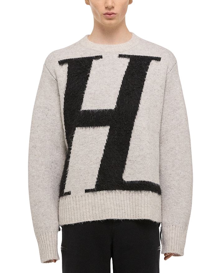 

Свитер с логотипом и начесом Helmut Lang, серый
