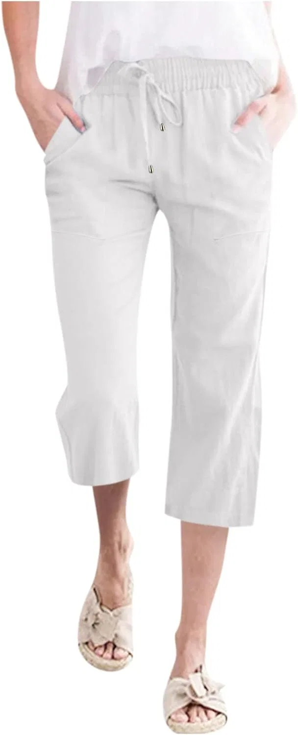 Брюки-капри Casual, Linen, белый