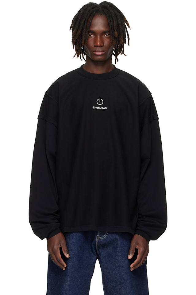 

Вышитый худи с длинным рукавом 'Shut down' Vetements, черный