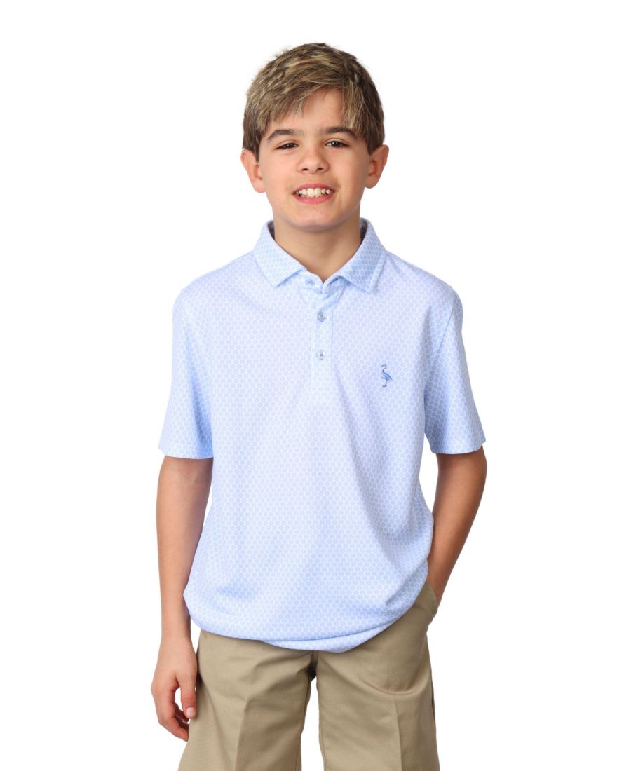 

Поло-рубашка для мальчиков из модала с геометрическим цветочным принтом - удобная и стильная Tailorbyrd, Sky blue