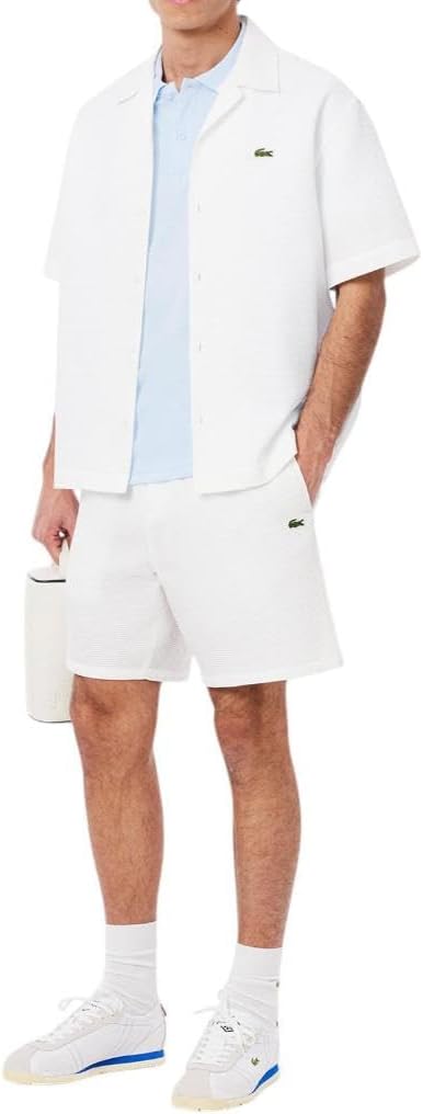 Lacoste мужская сезонная короткая рукавка обычного кроя поло с контрастным воротником, Rill Blue — фото 4