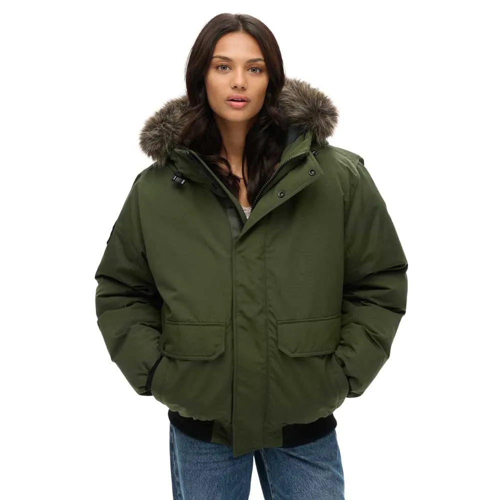 

Куртка Superdry Everest Faux Fur bomber, зеленый