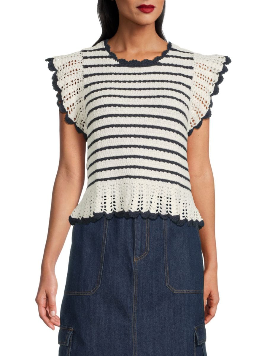 

Вязаный топ из хлопка в полоску Coen Rails, цвет Navy Multicolor