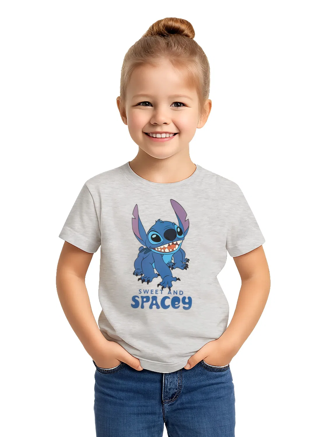 Футболка детская с принтом Lilo & Stitch, blau/grau — фото 4