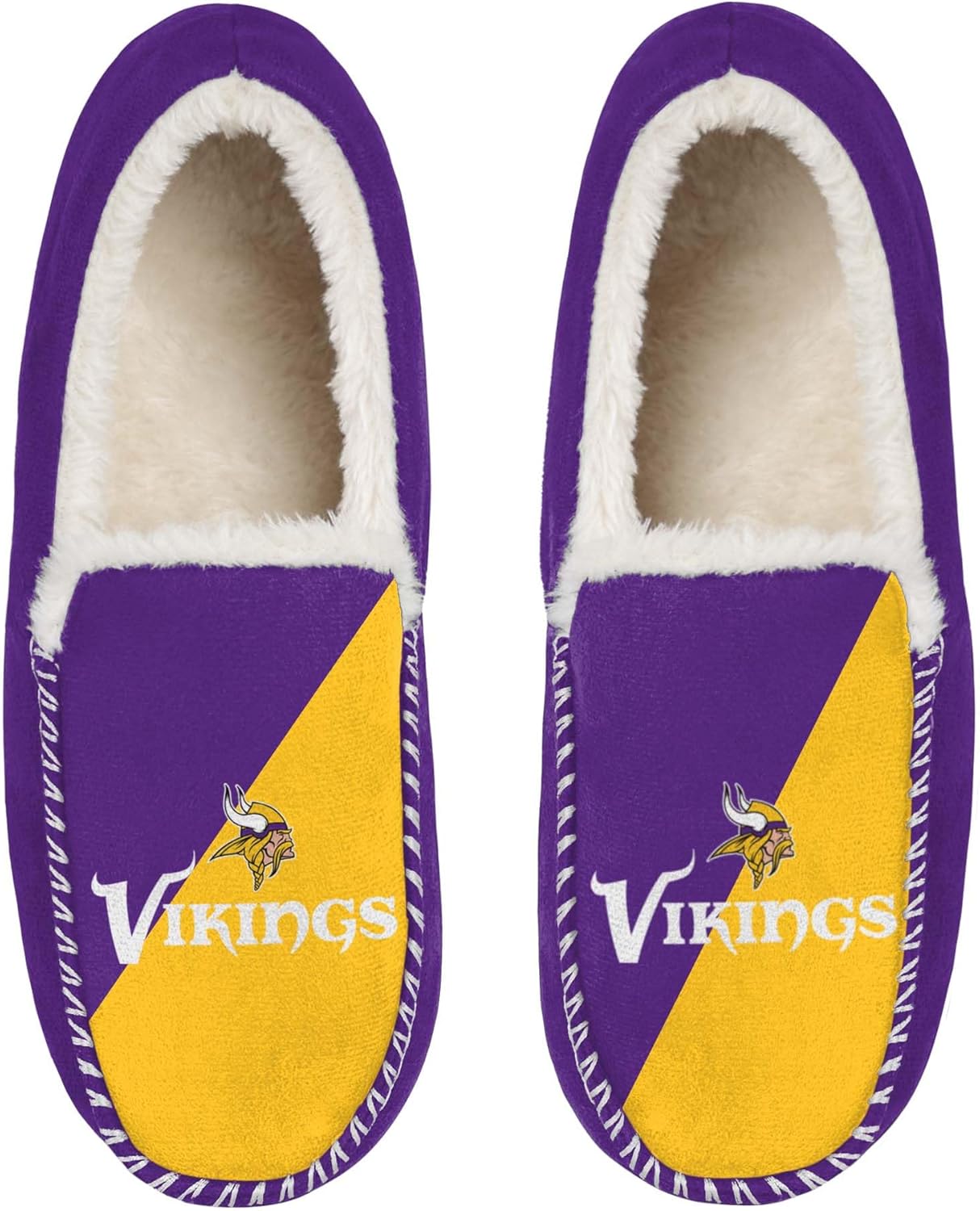 

Унисекс-тапочки FOCO NFL с официальной лицензией с отделкой шэрпа и основным логотипом в стиле color block, Minnesota Vikings