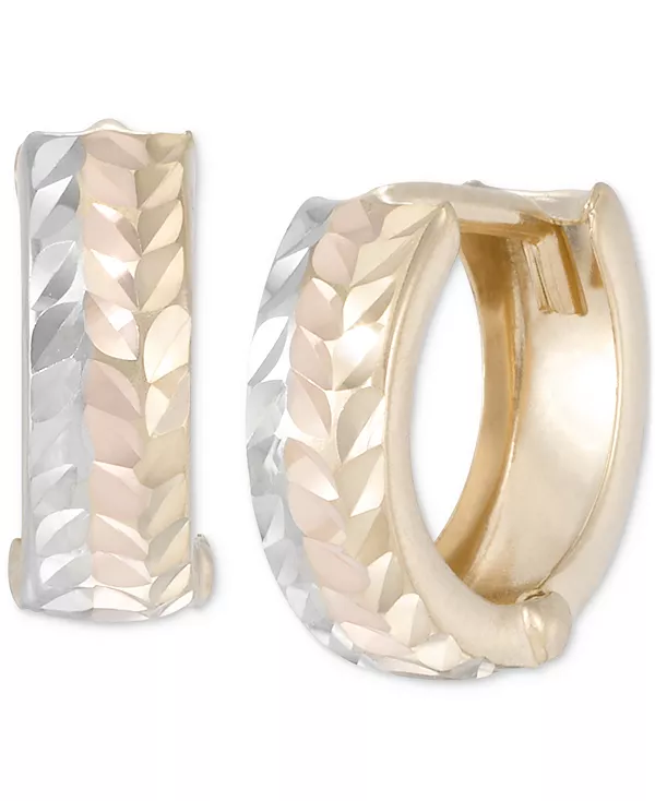 

Маленькие трехцветные текстурированные серьги-кольца из 10-каратного золота, 1/2 дюйма Macy'S, tricolor