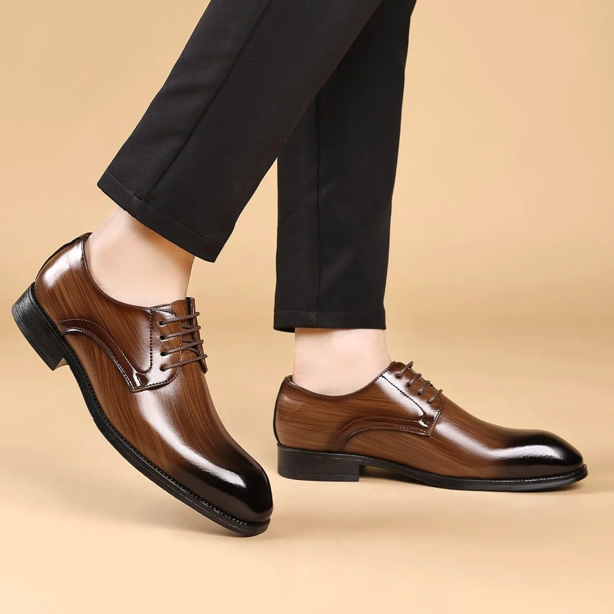 Мужские классические кожаные туфли Oxfords ручной работы на шнуровке, с перфорацией и подкладкой для официальной/офисной носки, современные комфортные туфли для бизнеса, свадьб и особых случаев Hhhchpm, темно-коричневый — фото 4