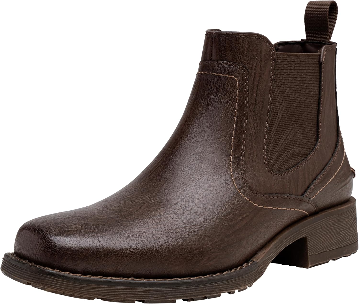 

Мужские ботинки Jousen Chelsea с квадратным носком, ботинки на щиколотку, деловые и повседневные ботинки без шнуровки для мужчин, темно-коричневый