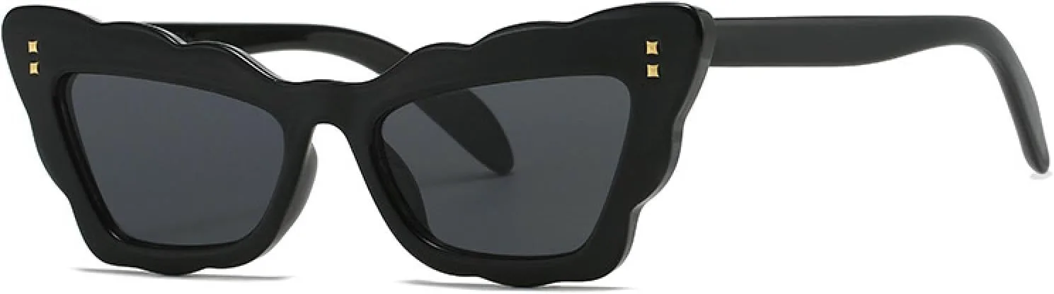 

Солнцезащитные очки «кошачий глаз» для женщин, оправа с волнистыми краями, ретро, ​​защита от УФ-излучения UV400, роскошный, модный, винтажный стиль TVTBBVV, C4