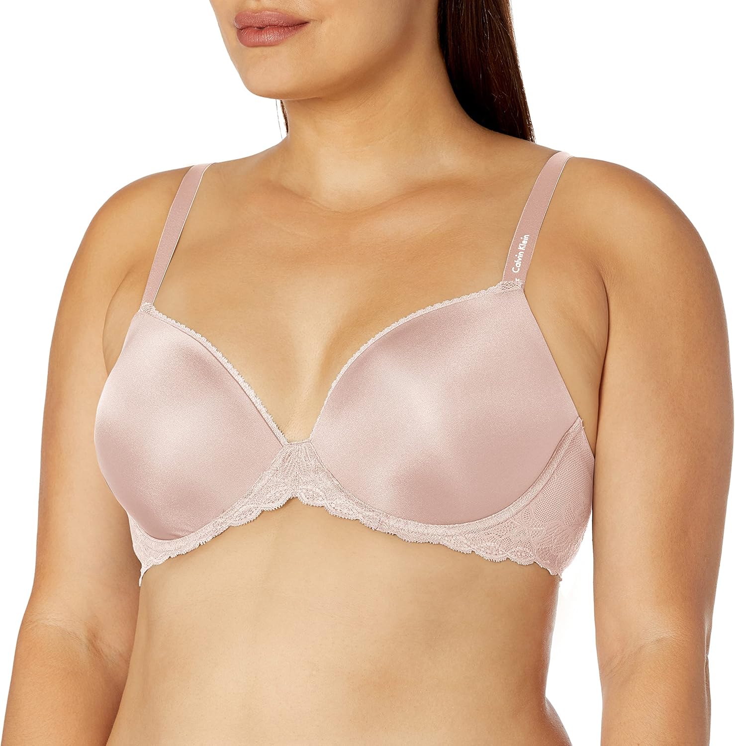 

Женский соблазнительный комфортный бюстгальтер Calvin Klein с кружевом Demi Bra, Barely Pink