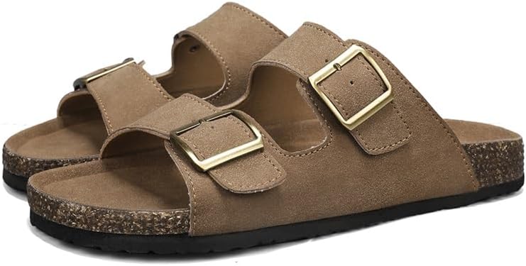 

Мужские сандалии Respeadle с пробковой стелькой, открытым носком и регулируемыми тапочками с поддержкой свода стопы, хаки