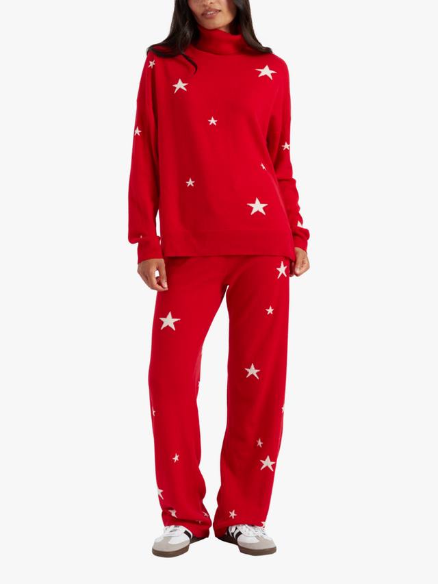 

Джемпер с богатым вырезом из шерсти в виде звездочек Chinti & Parker, цвет Velvet Red