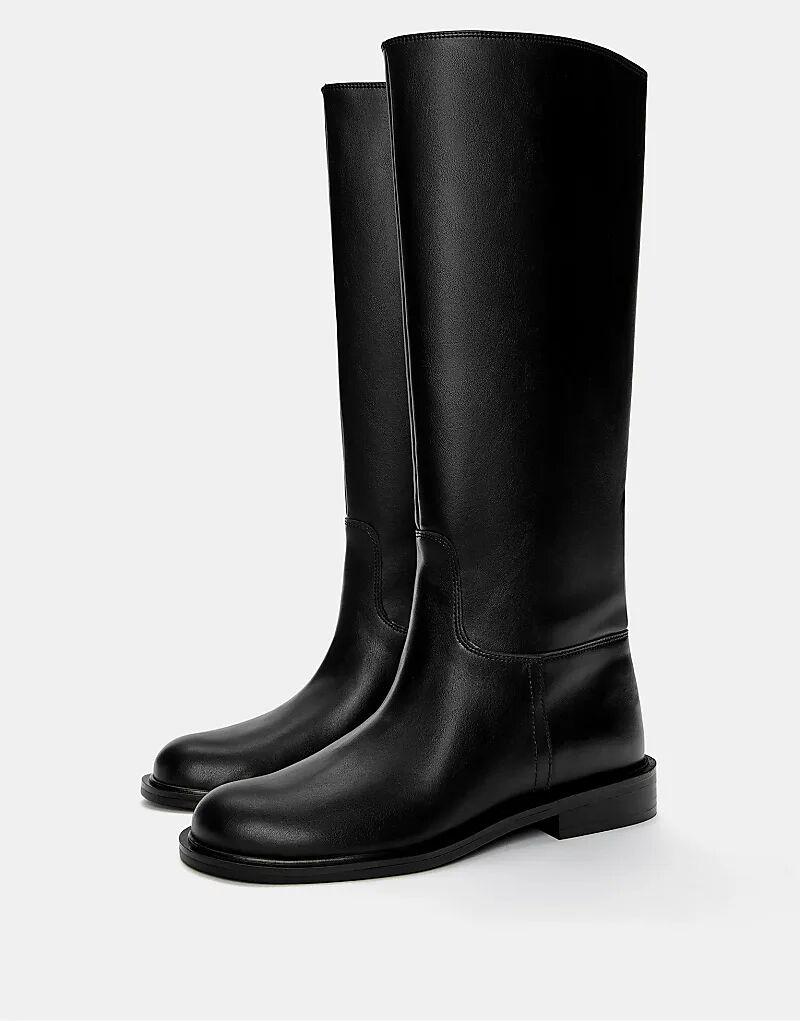 Ботинки Pull&Bear Flat черного цвета
