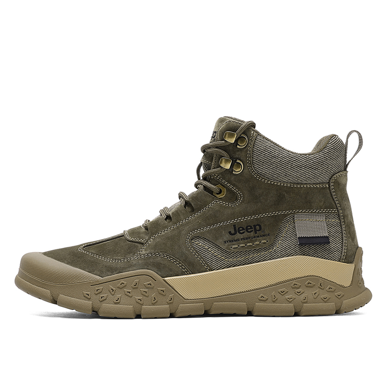 

Абразивоустойчивые высокие треккинговые кроссовки мужские хаки Jeep