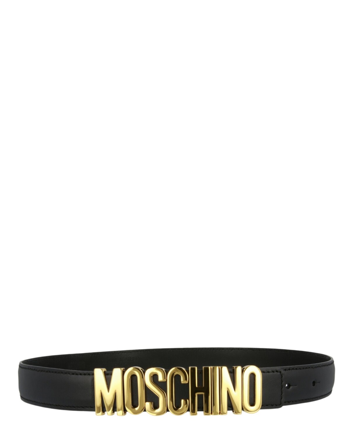 

Кожаный ремень с логотипом и надписью Moschino, черный