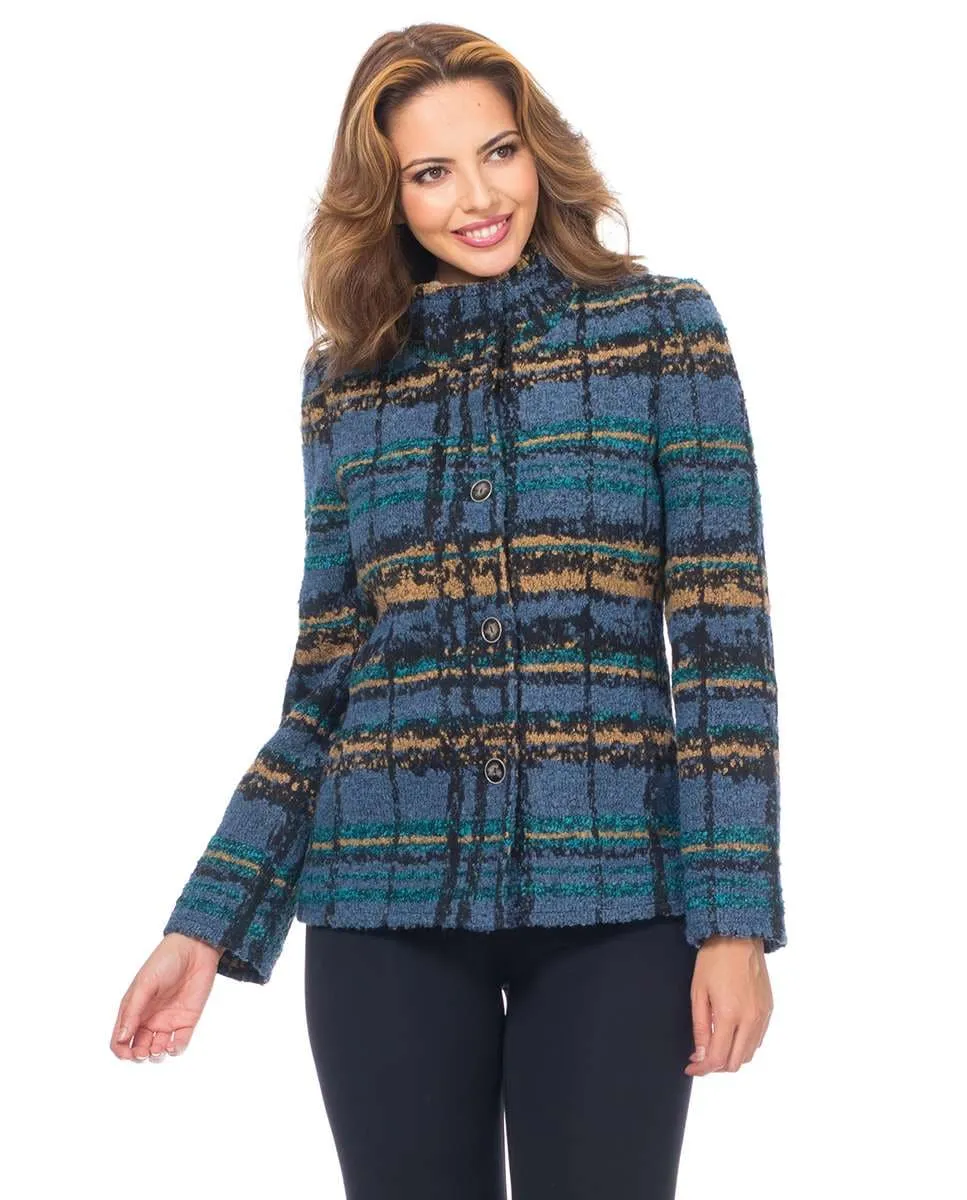 

Женская куртка из фантазийной ткани с воротником-ленточкой Fsh, синий/черный