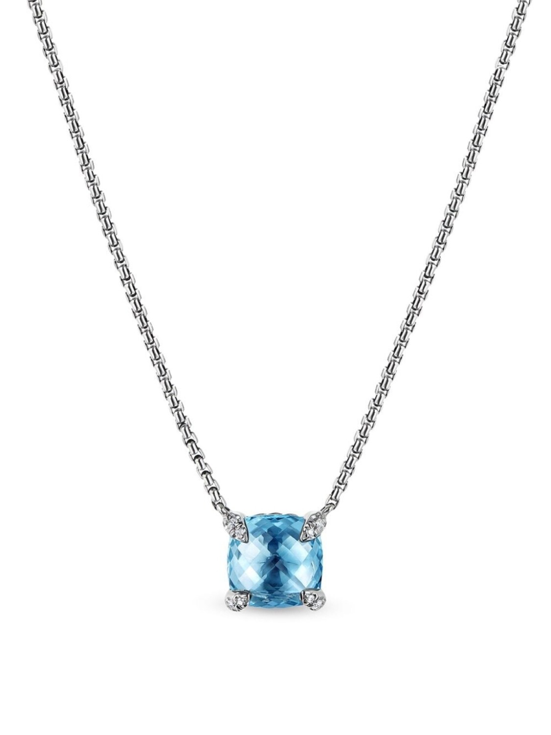 

Серебряное колье Petite Chtelaine с топазом и бриллиантами David Yurman, синий