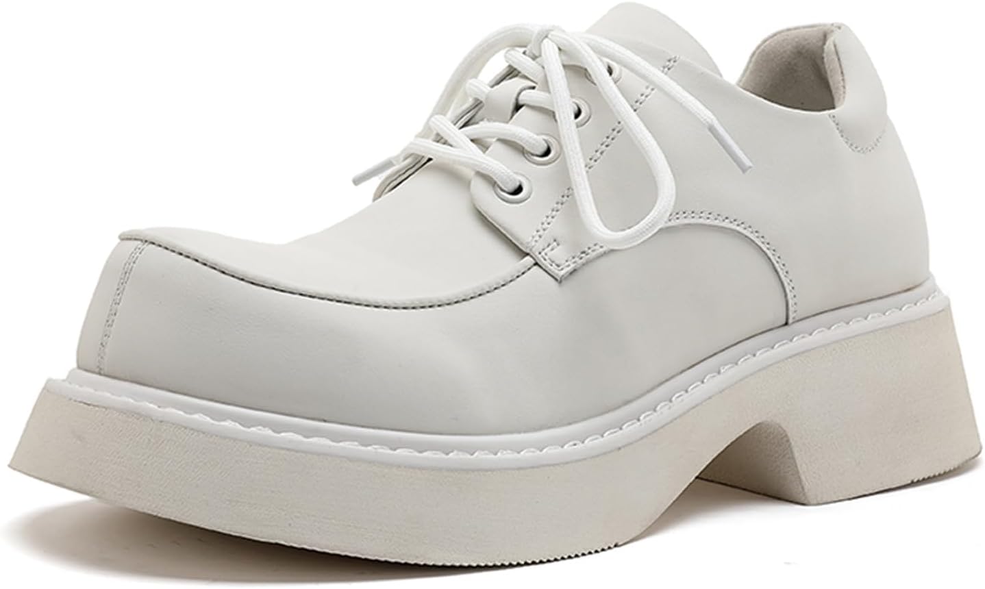 

Мужские модные туфли на платформе из натуральной кожи, увеличивающие рост, массивные оксфорды, повседневные, для вечеринок, свиданий, выпускных вечеров Gezykao, белый