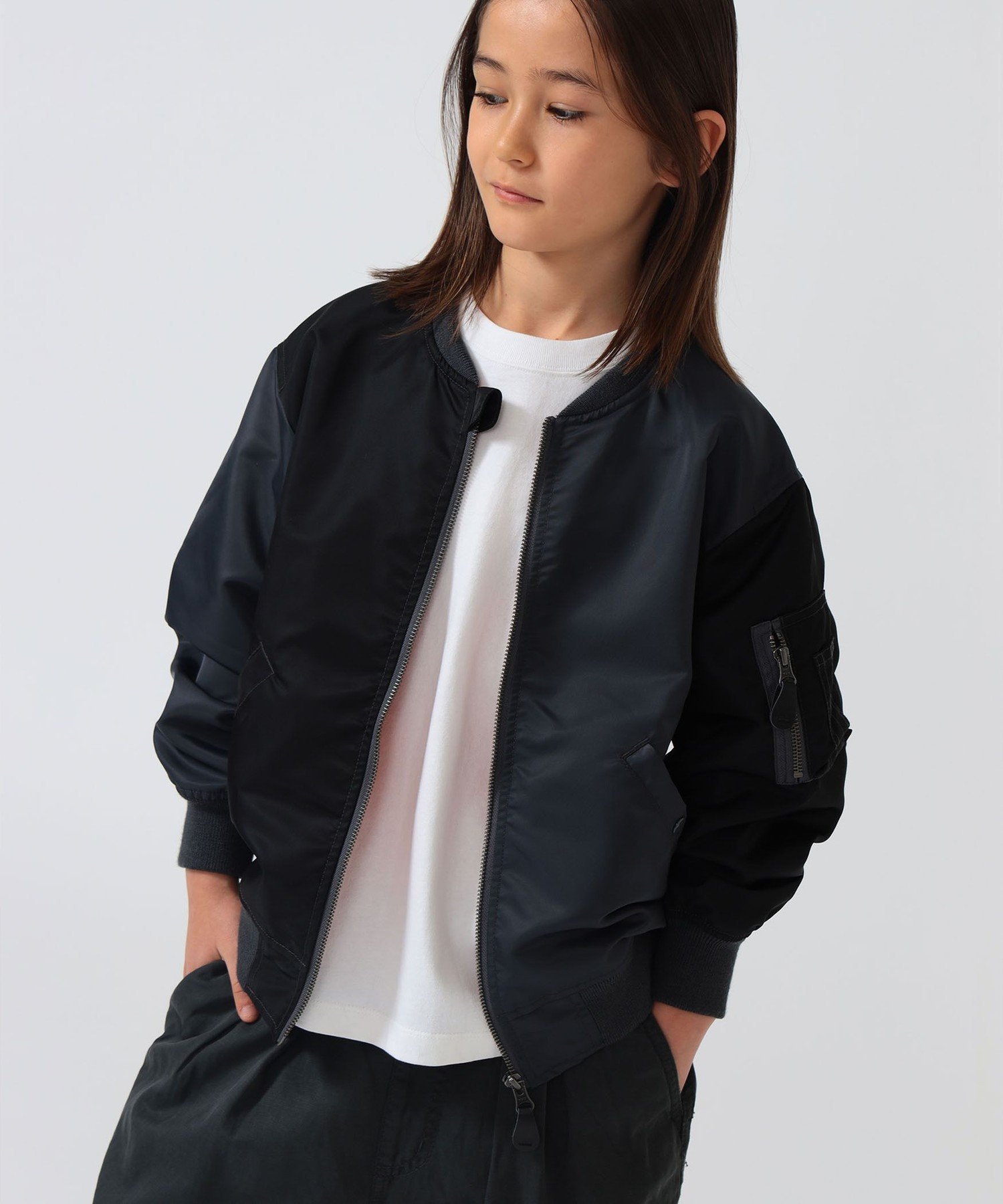 BEAMS * Детская куртка BEAMS / Crazy MA-1 (110~160 см) 26SS Kodomo Beams, BLACK — фото 2
