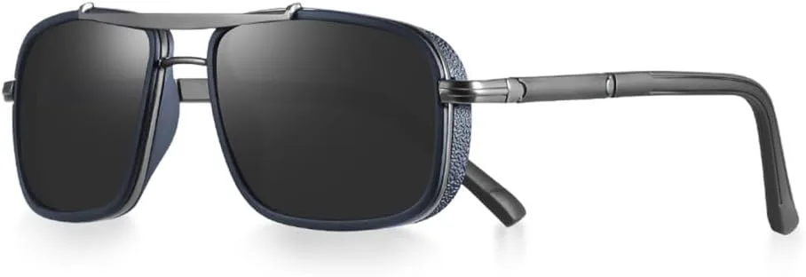 

Модные солнцезащитные очки для мужчин, прямоугольные, металлические, в стиле хип-хоп, панк, солнцезащитные очки для женщин, для путешествий MTZJH, C6 Dark Blue