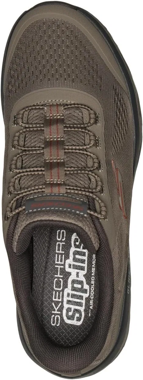 Кроссовки Skechers Glide Step Shoes, Taupe Textile Synthetic Trim — фото 3