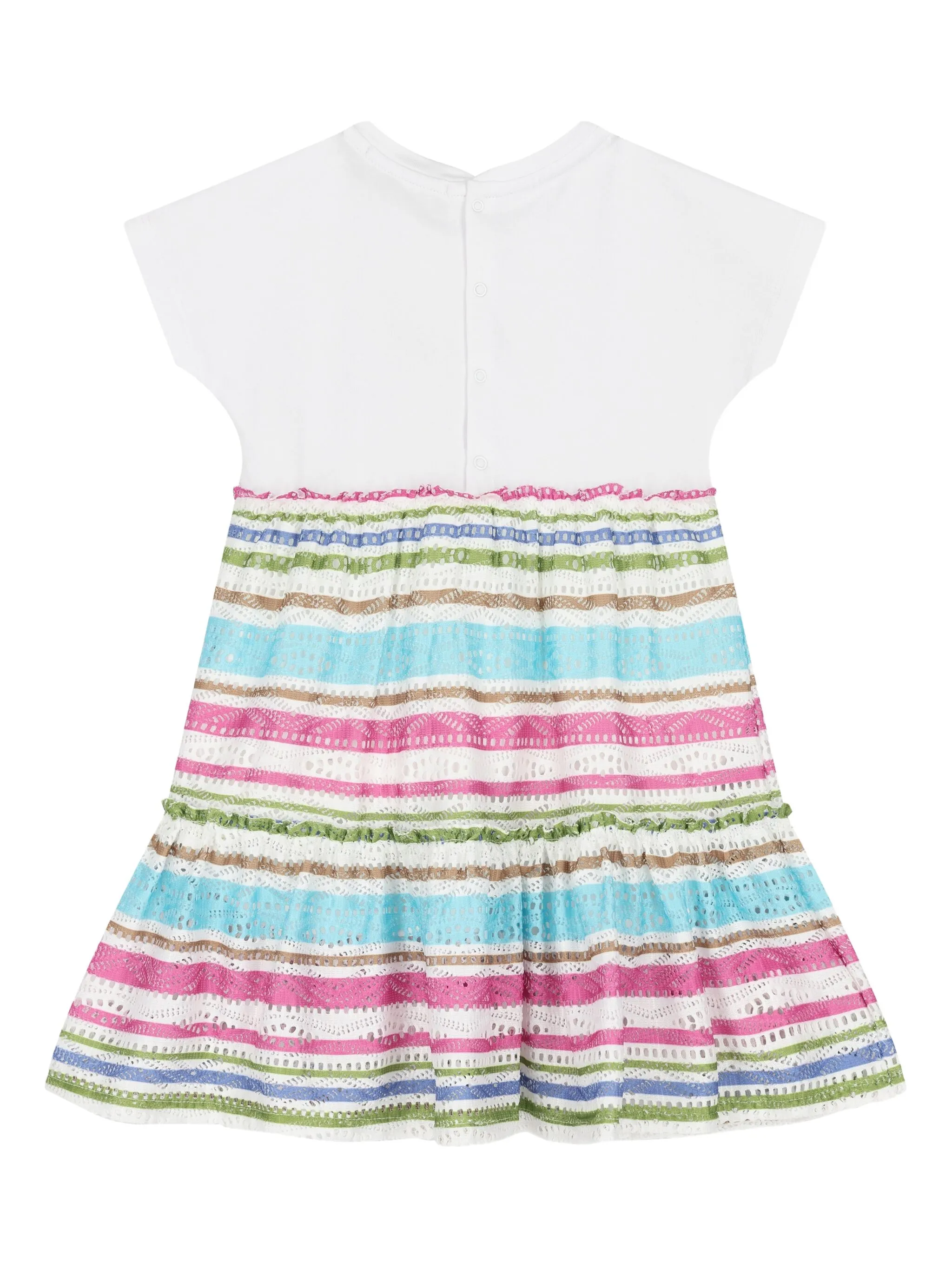 Полосатое платье с цветочной вышивкой Aigner Kids, белый — фото 2