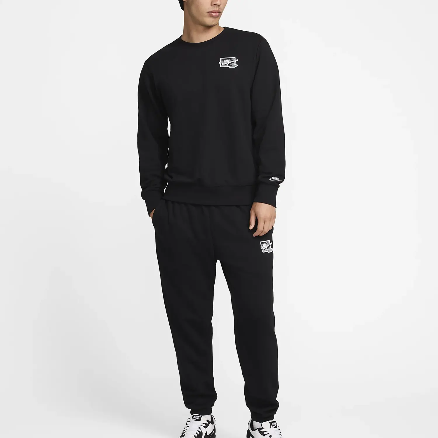 Клубная толстовка мужская черная/белая Nike, черно-белый — фото 2
