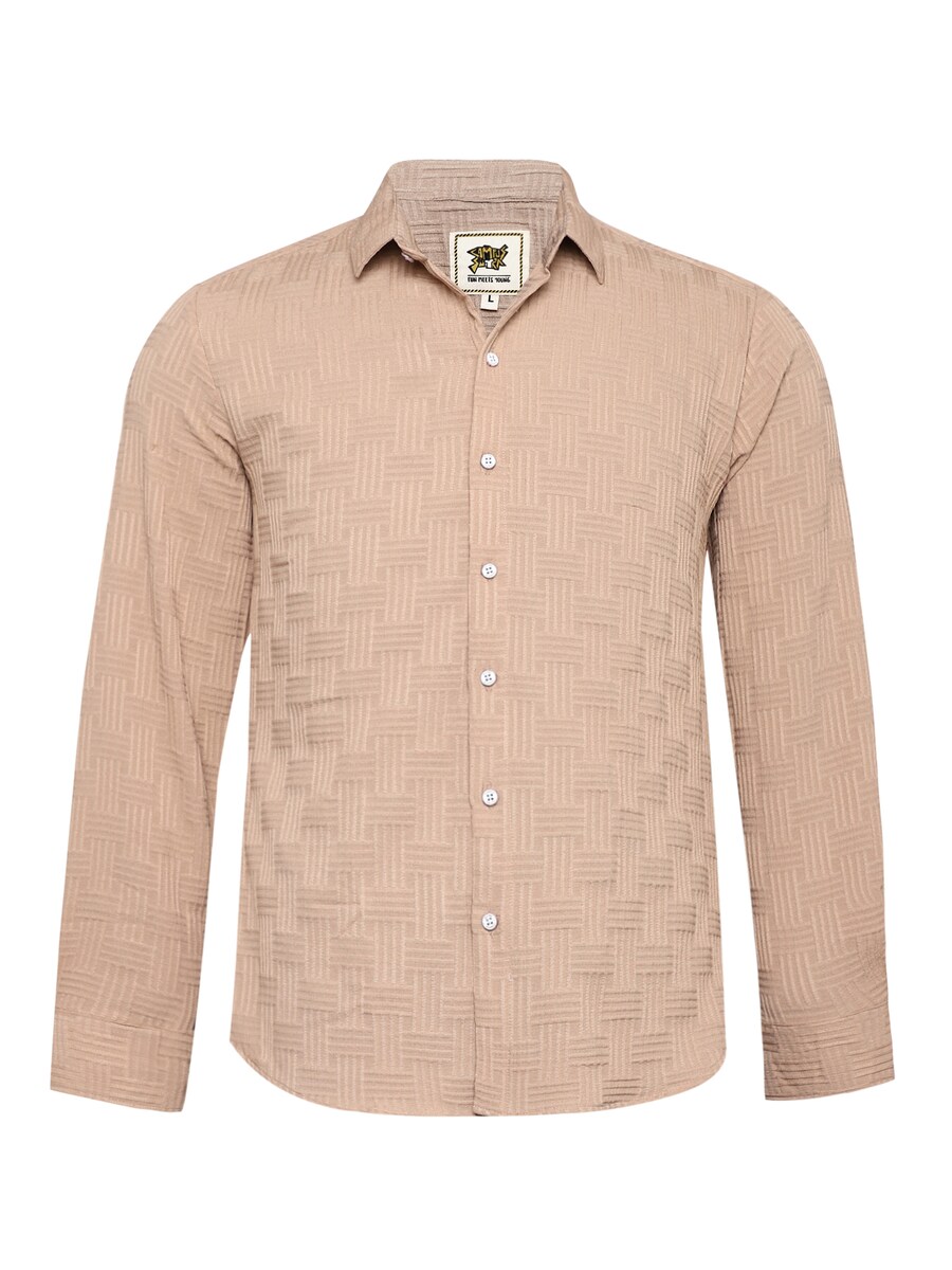 

Рубашка на пуговицах классического кроя Campus Sutra Suse, бежевый