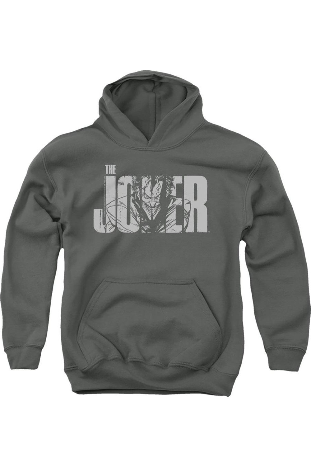 

Батмен Джокер надпись на сером худи для подростков Gildan, Charcoal