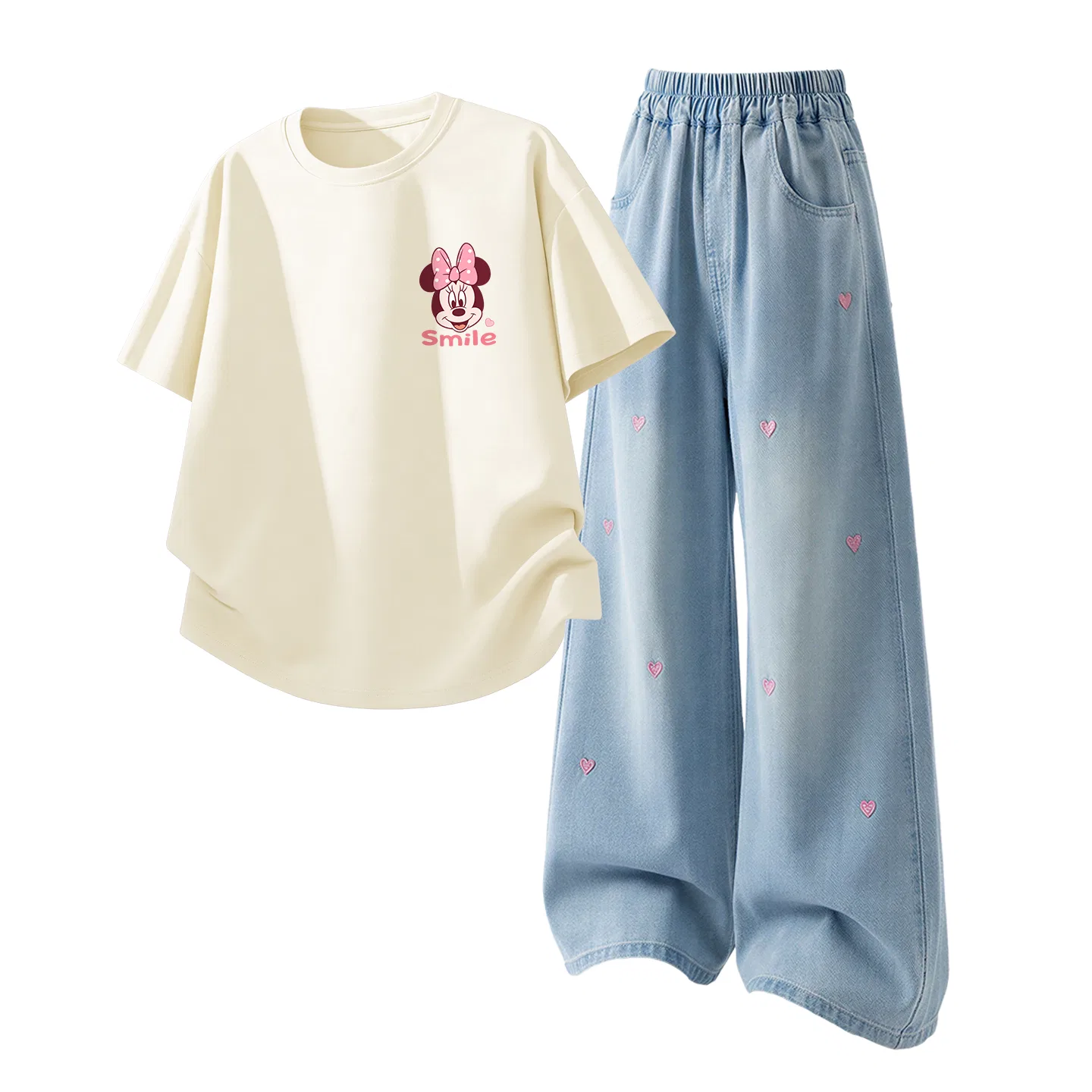 Детский спортивный костюм Casual Sportswear 2 Piece Set Disney, Dismay K Ivory White+Solid Color Denim Light Blue