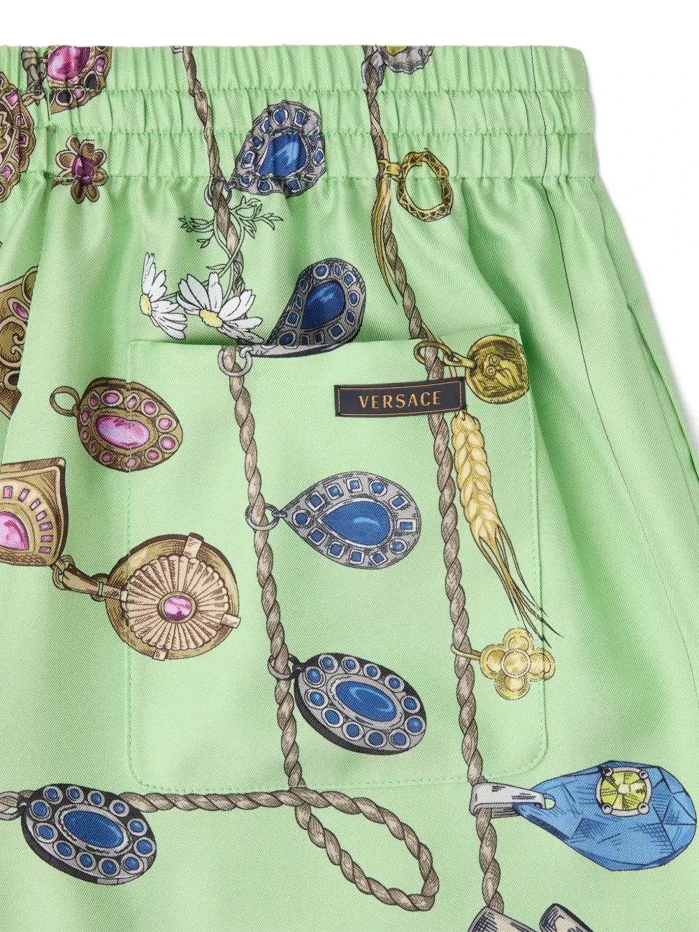 Шорты со шнурком и принтом "Ювелирные изделия" VERSACE, зеленый — фото 3