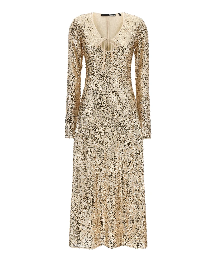 

Миди-Платье из сетчатой ткани с пайетками Rotate Birger Christensen, желтый