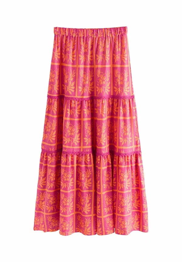 Юбка макси Next, pink orange floral print, розово-оранжевый цветочный принт