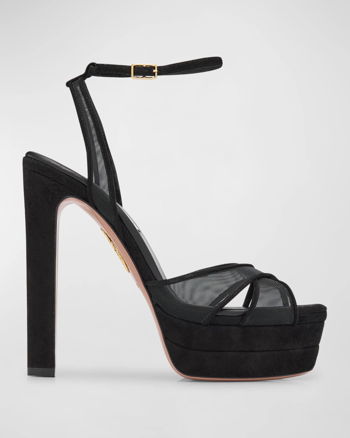 Сандалии Divine Mesh на платформе с перекрещенными крестиками Aquazzura, цвет Black