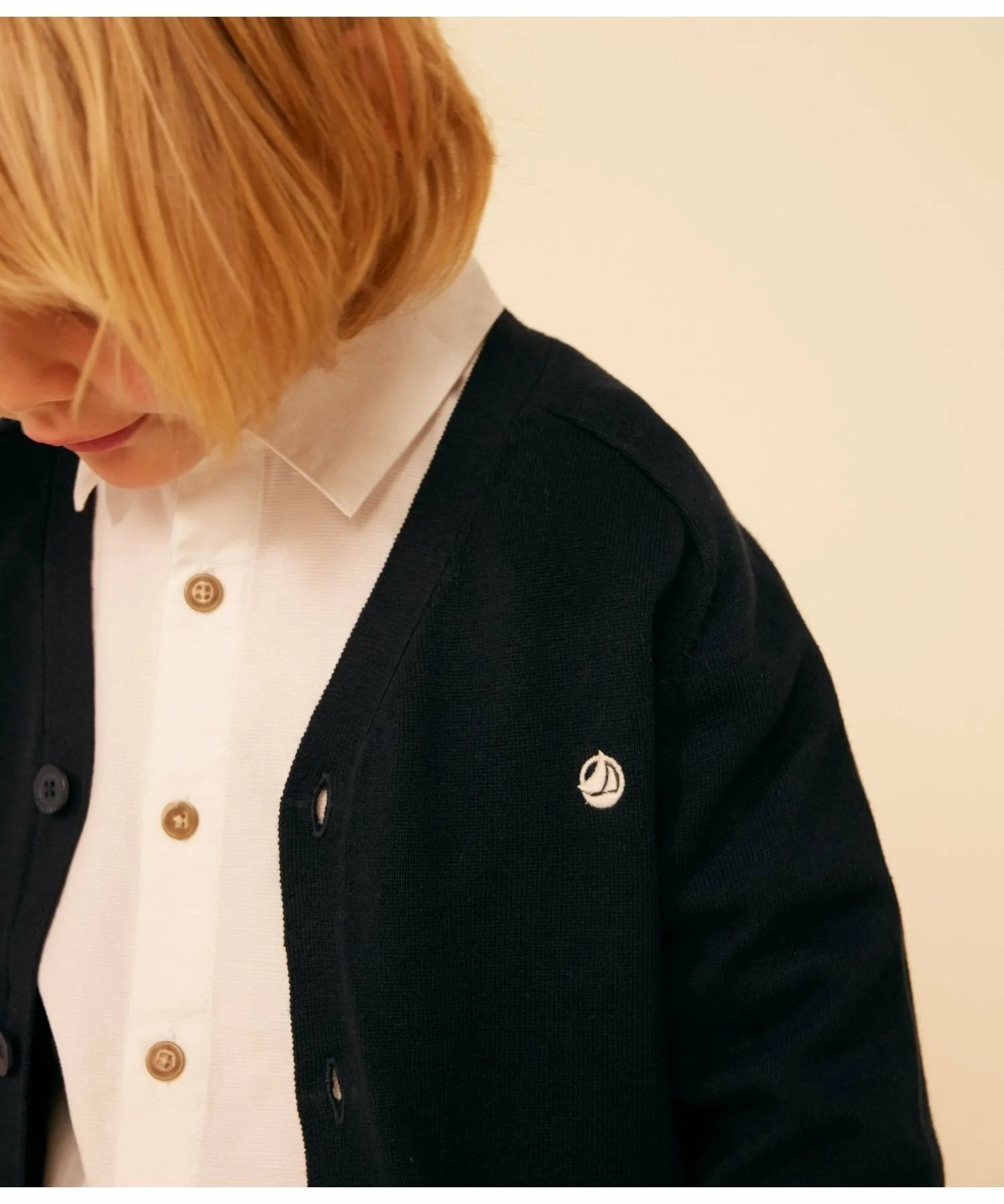 Хлопковый вязаный кардиган PETIT BATEAU, Navy — фото 3