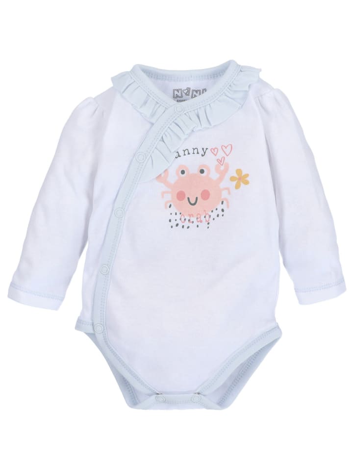 

Nini Боди с длинными рукавами и принтом в виде крабов, белого цвета