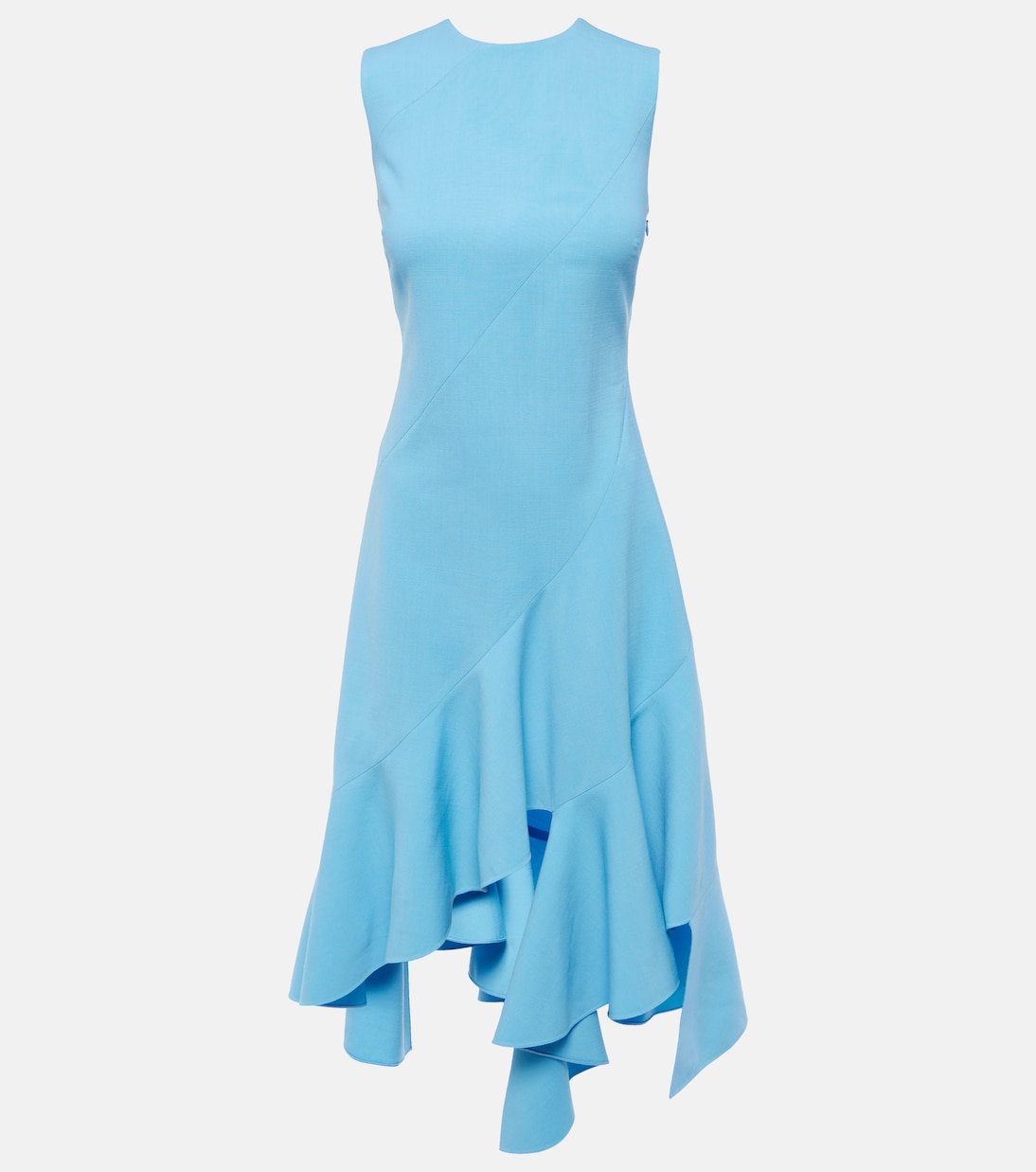 

Асимметричное платье миди из смесовой шерсти Oscar de la Renta, Pastel Blue